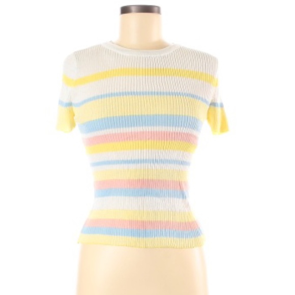 Elodie pastel striped ribbed fitted sweater